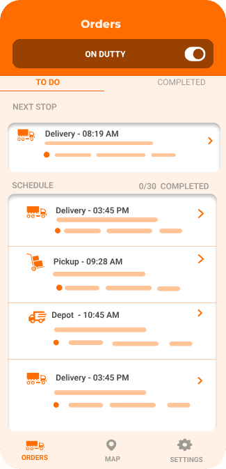 Driver orders list