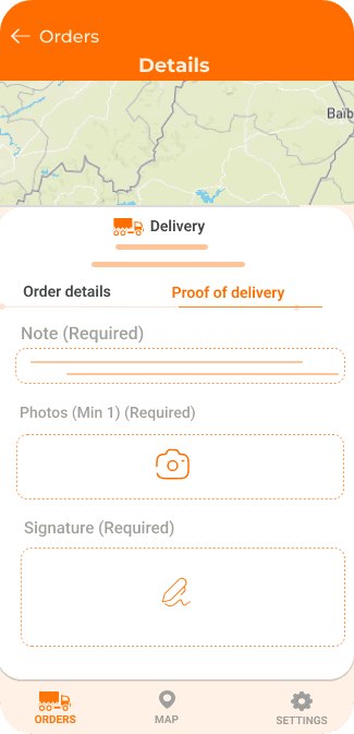 Proof of delivery capture screen